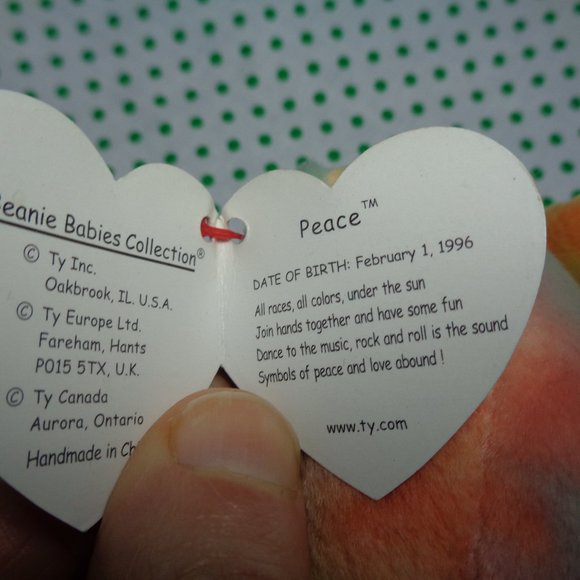 TY Peace Bear 1996 DOB - Picture 15 of 16